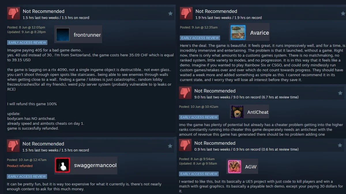 Bodycam Steam Reviews