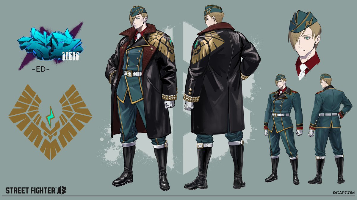 Concept illustrations of Ed in his Street Fighter 6 Outfit 3.