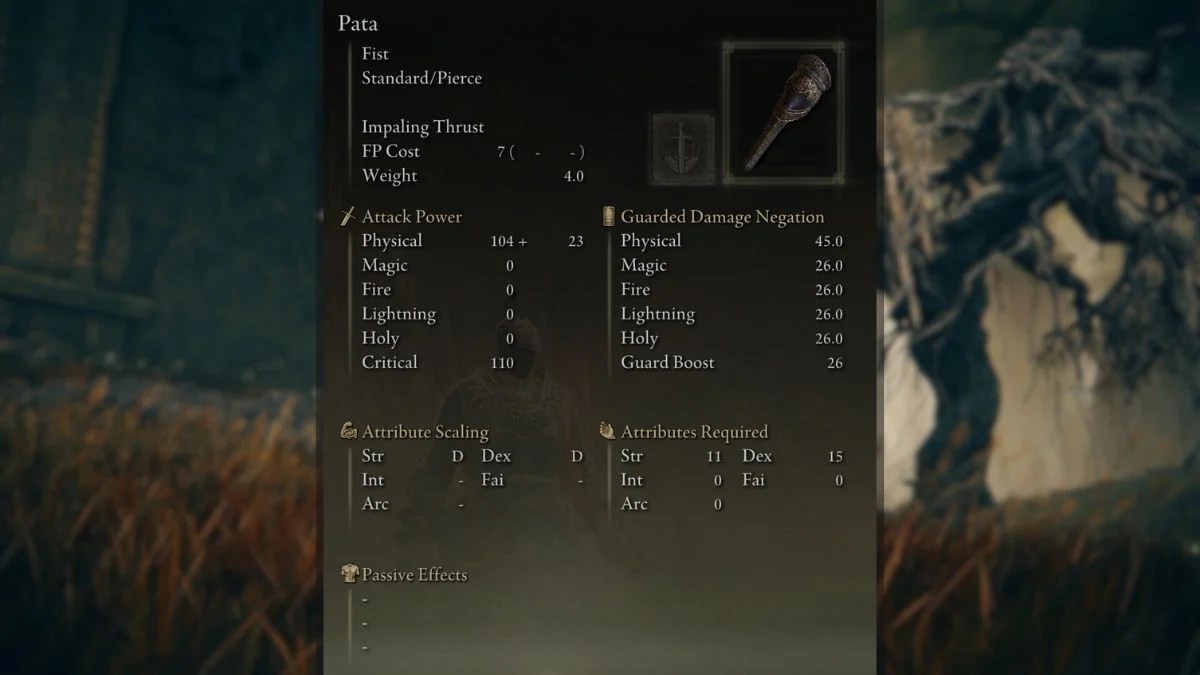 Pata Weapon Stats