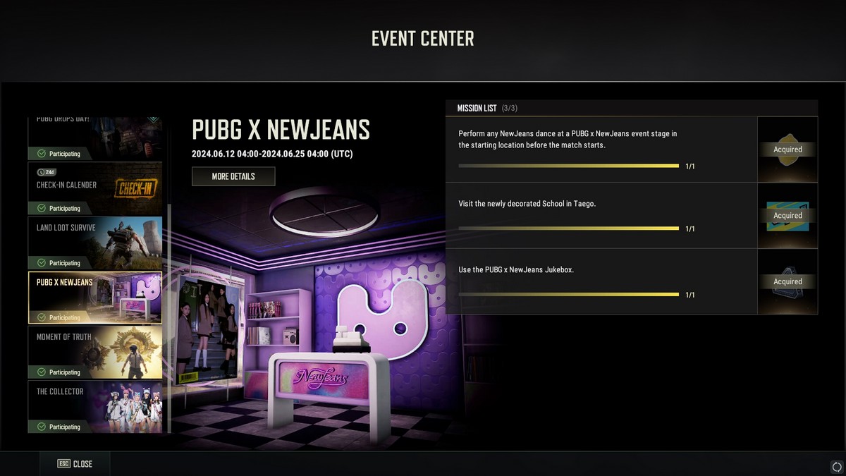 PUBG X NewJeans Mission List